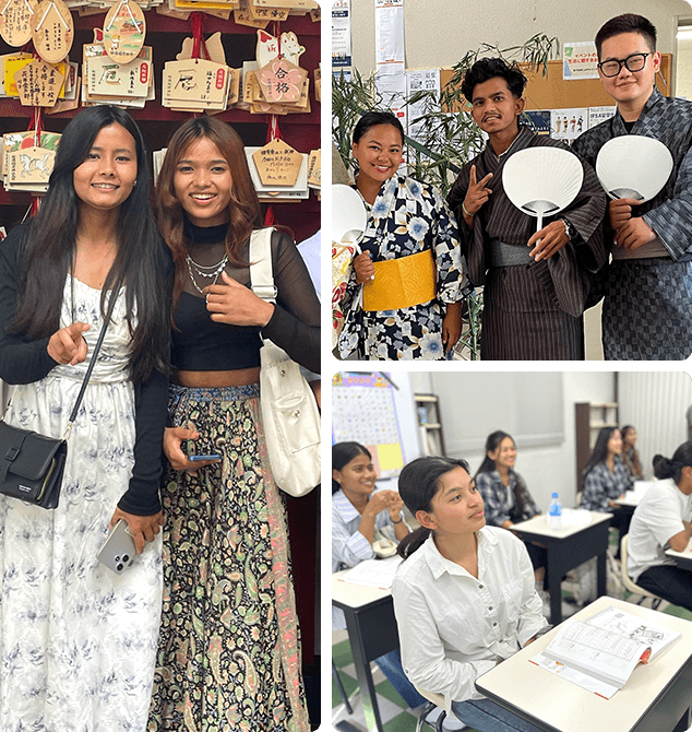 日本語学校の教室で学ぶ留学生と教師